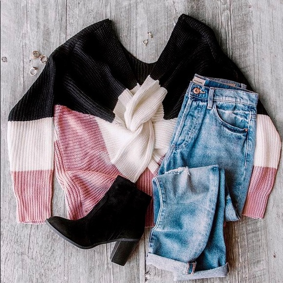 💕Happy Forever Black Pink Cross Cozy Sweater - Picture 4 of 4